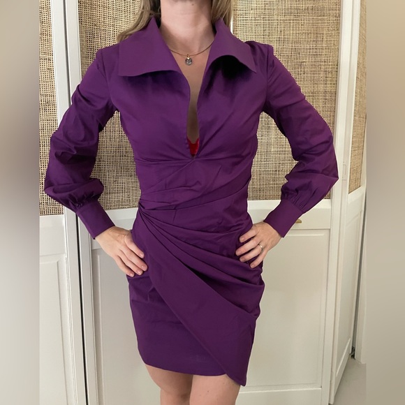 NEW La Perla purple sophisticated shirt dress US 2 - Picture 4 of 9